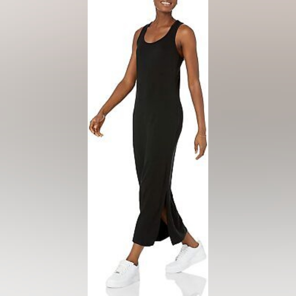 NWOT! Daily Ritual Supersoft Black Racerback Maxi Dress w/Slit, Size XS